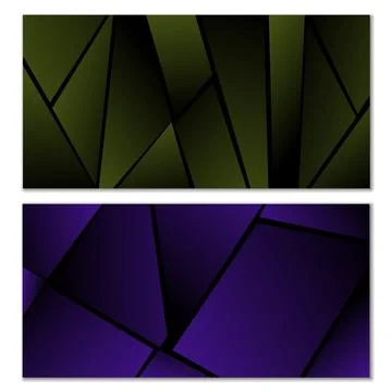 Abstract polygonal pattern. Set of two dark gradient polygonal backgrounds... Illustrazione stock