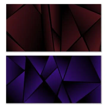 Abstract polygonal pattern. Set of two dark gradient polygonal backgrounds... Stock Illustration