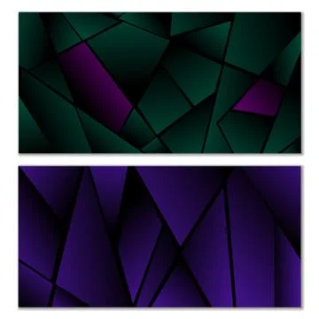 Abstract polygonal pattern. Set of two dark gradient polygonal backgrounds... 스톡 일러스트