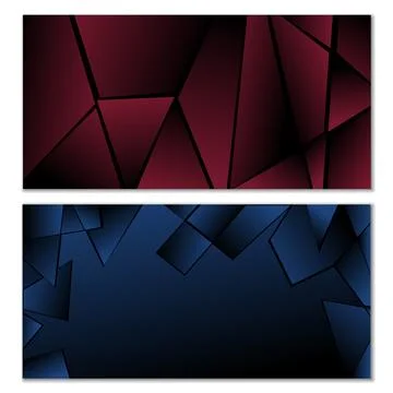 Abstract polygonal pattern. Set of two dark gradient polygonal backgrounds... Stock Illustration