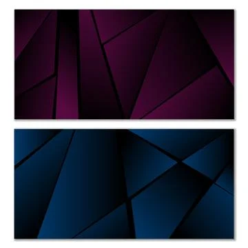 Abstract polygonal pattern. Set of two dark gradient polygonal backgrounds... Illustrazione stock