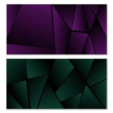 Abstract polygonal pattern. Set of two dark gradient polygonal backgrounds... Illustrazione stock