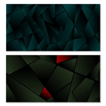 Abstract polygonal pattern. Set of two dark gradient polygonal backgrounds... 스톡 일러스트