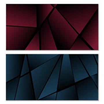 Abstract polygonal pattern. Set of two dark gradient polygonal backgrounds... Stock Illustration