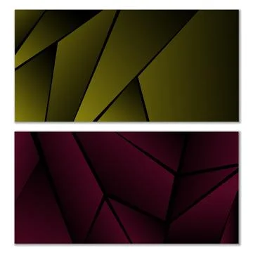 Abstract polygonal pattern. Set of two dark gradient polygonal backgrounds... Illustrazione stock