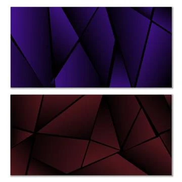 Abstract polygonal pattern. Set of two dark gradient polygonal backgrounds... Stock Illustration