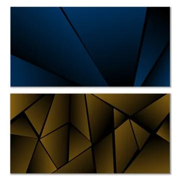 Abstract polygonal pattern. Set of two dark gradient polygonal backgrounds... Stock Illustration