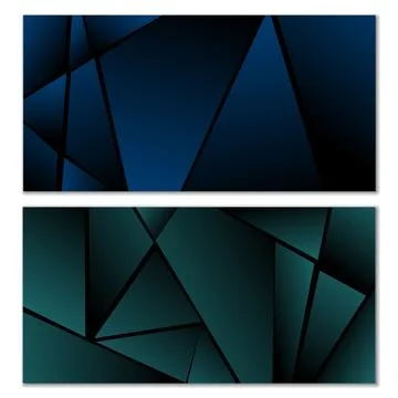 Abstract polygonal pattern. Set of two dark gradient polygonal backgrounds... Stock Illustration