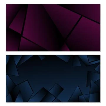 Abstract polygonal pattern. Set of two dark gradient polygonal backgrounds... Stock Illustration