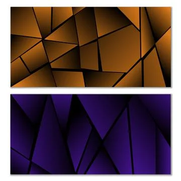 Abstract polygonal pattern. Set of two dark gradient polygonal backgrounds... Stock Illustration
