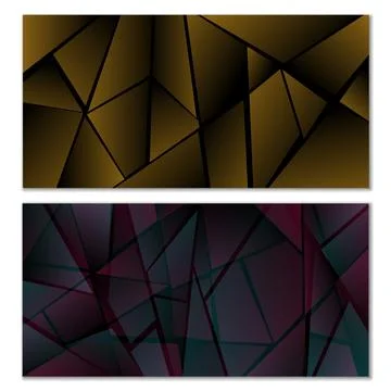Abstract polygonal pattern. Set of two dark gradient polygonal backgrounds... Illustrazione stock