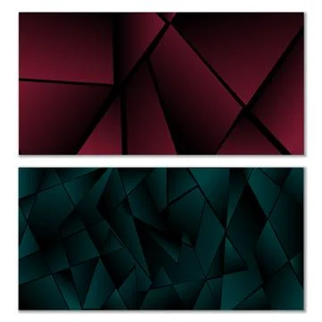 Abstract polygonal pattern. Set of two dark gradient polygonal backgrounds... Stock Illustration
