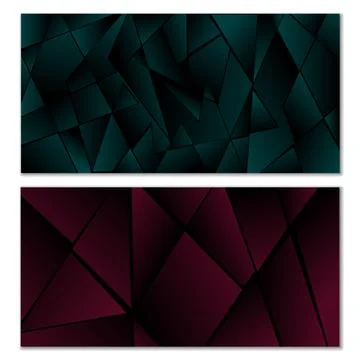 Abstract polygonal pattern. Set of two dark gradient polygonal backgrounds... 스톡 일러스트