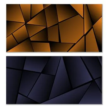 Abstract polygonal pattern. Set of two dark gradient polygonal backgrounds... Stock Illustration