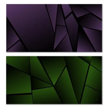 Abstract polygonal pattern. Set of two dark gradient polygonal backgrounds... Stock Illustration