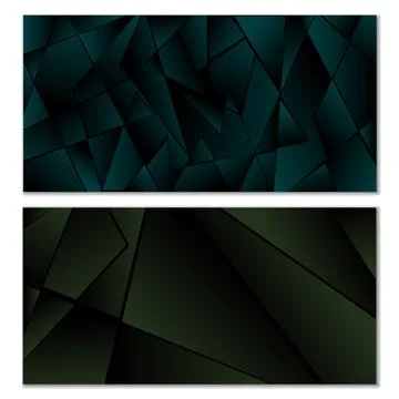 Abstract polygonal pattern. Set of two dark gradient polygonal backgrounds... Stock Illustration