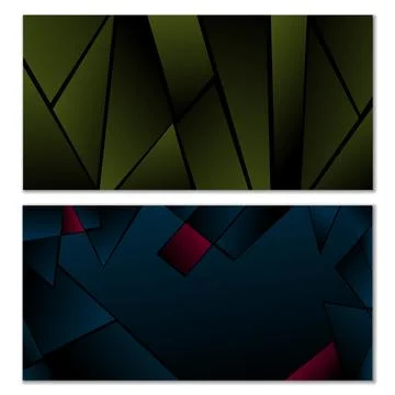 Abstract polygonal pattern. Set of two dark gradient polygonal backgrounds... Stock Illustration