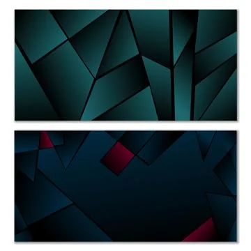 Abstract polygonal pattern. Set of two dark gradient polygonal backgrounds... Stock Illustration