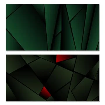 Abstract polygonal pattern. Set of two dark gradient polygonal backgrounds... Stock Illustration