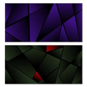 Abstract polygonal pattern. Set of two dark gradient polygonal backgrounds... 스톡 일러스트