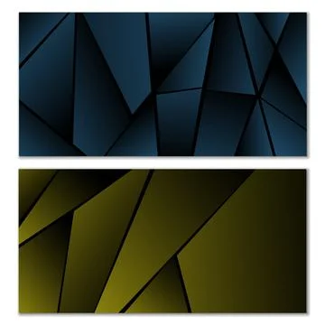 Abstract polygonal pattern. Set of two dark gradient polygonal backgrounds... Stock Illustration