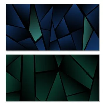 Abstract polygonal pattern. Set of two dark gradient polygonal backgrounds... 스톡 일러스트