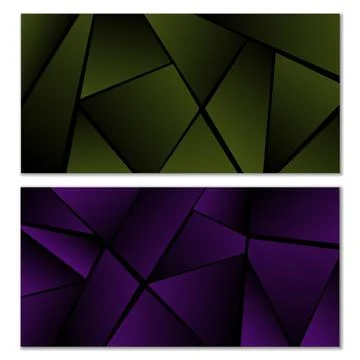 Abstract polygonal pattern. Set of two dark gradient polygonal backgrounds... Illustrazione stock