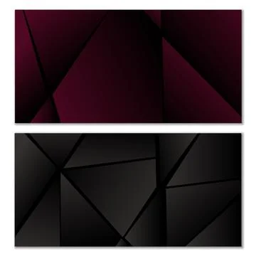 Abstract polygonal pattern. Set of two dark gradient polygonal backgrounds... Illustrazione stock