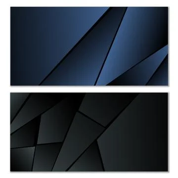 Abstract polygonal pattern. Set of two dark gradient polygonal backgrounds... Stock Illustration
