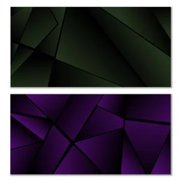 Abstract polygonal pattern. Set of two dark gradient polygonal backgrounds... Stock Illustration
