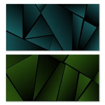 Abstract polygonal pattern. Set of two dark gradient polygonal backgrounds... Illustrazione stock