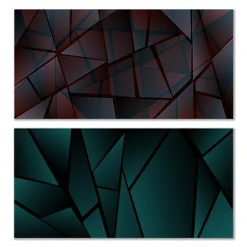 Abstract polygonal pattern. Set of two dark gradient polygonal backgrounds... Illustrazione stock