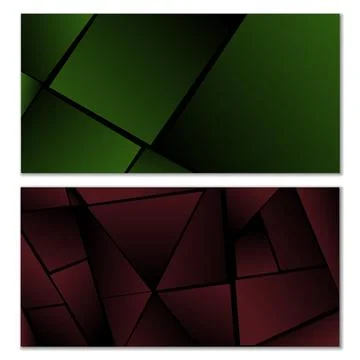 Abstract polygonal pattern. Set of two dark gradient polygonal backgrounds... Stock Illustration