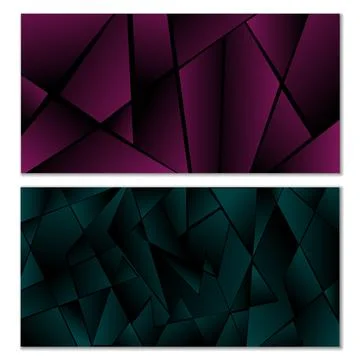 Abstract polygonal pattern. Set of two dark gradient polygonal backgrounds... イラスト素材