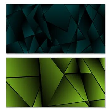 Abstract polygonal pattern. Set of two dark gradient polygonal backgrounds... Stock Illustration
