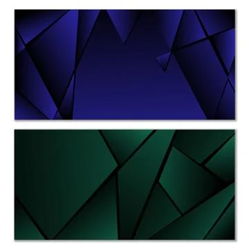 Abstract polygonal pattern. Set of two dark gradient polygonal backgrounds... Illustrazione stock