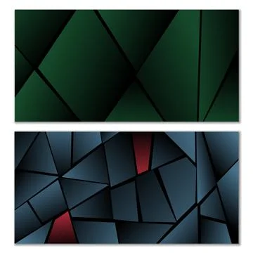 Abstract polygonal pattern. Set of two dark gradient polygonal backgrounds... Stock Illustration