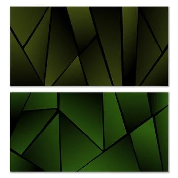 Abstract polygonal pattern. Set of two dark gradient polygonal backgrounds... Illustrazione stock