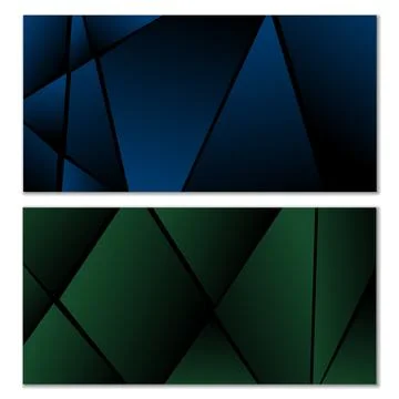 Abstract polygonal pattern. Set of two dark gradient polygonal backgrounds... Illustrazione stock