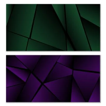 Abstract polygonal pattern. Set of two dark gradient polygonal backgrounds... Stock Illustration