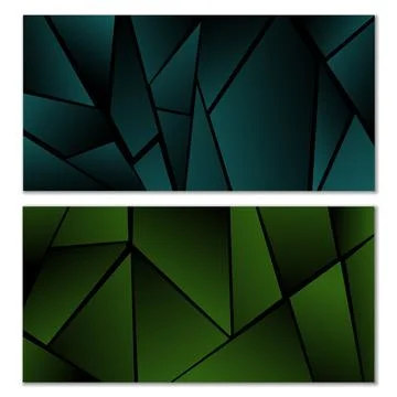 Abstract polygonal pattern. Set of two dark gradient polygonal backgrounds... イラスト素材