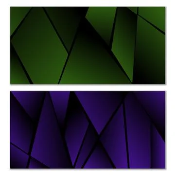 Abstract polygonal pattern. Set of two dark gradient polygonal backgrounds... Stock Illustration
