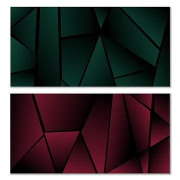 Abstract polygonal pattern. Set of two dark gradient polygonal backgrounds... Stock Illustration
