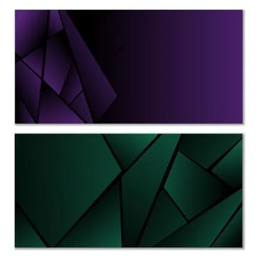 Abstract polygonal pattern. Set of two dark gradient polygonal backgrounds... Stock Illustration