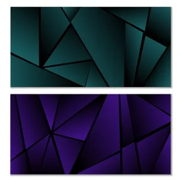 Abstract polygonal pattern. Set of two dark gradient polygonal backgrounds... Illustrazione stock