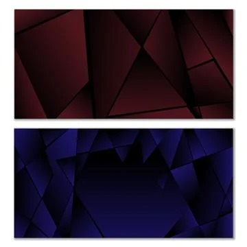 Abstract polygonal pattern. Set of two dark gradient polygonal backgrounds... 스톡 일러스트