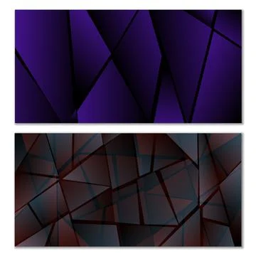Abstract polygonal pattern. Set of two dark gradient polygonal backgrounds... Illustrazione stock