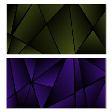 Abstract polygonal pattern. Set of two dark gradient polygonal backgrounds... Stock Illustration