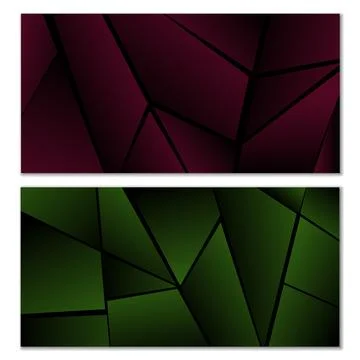 Abstract polygonal pattern. Set of two dark gradient polygonal backgrounds... Stock Illustration