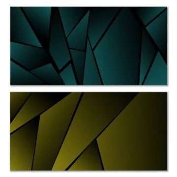 Abstract polygonal pattern. Set of two dark gradient polygonal backgrounds... Illustrazione stock